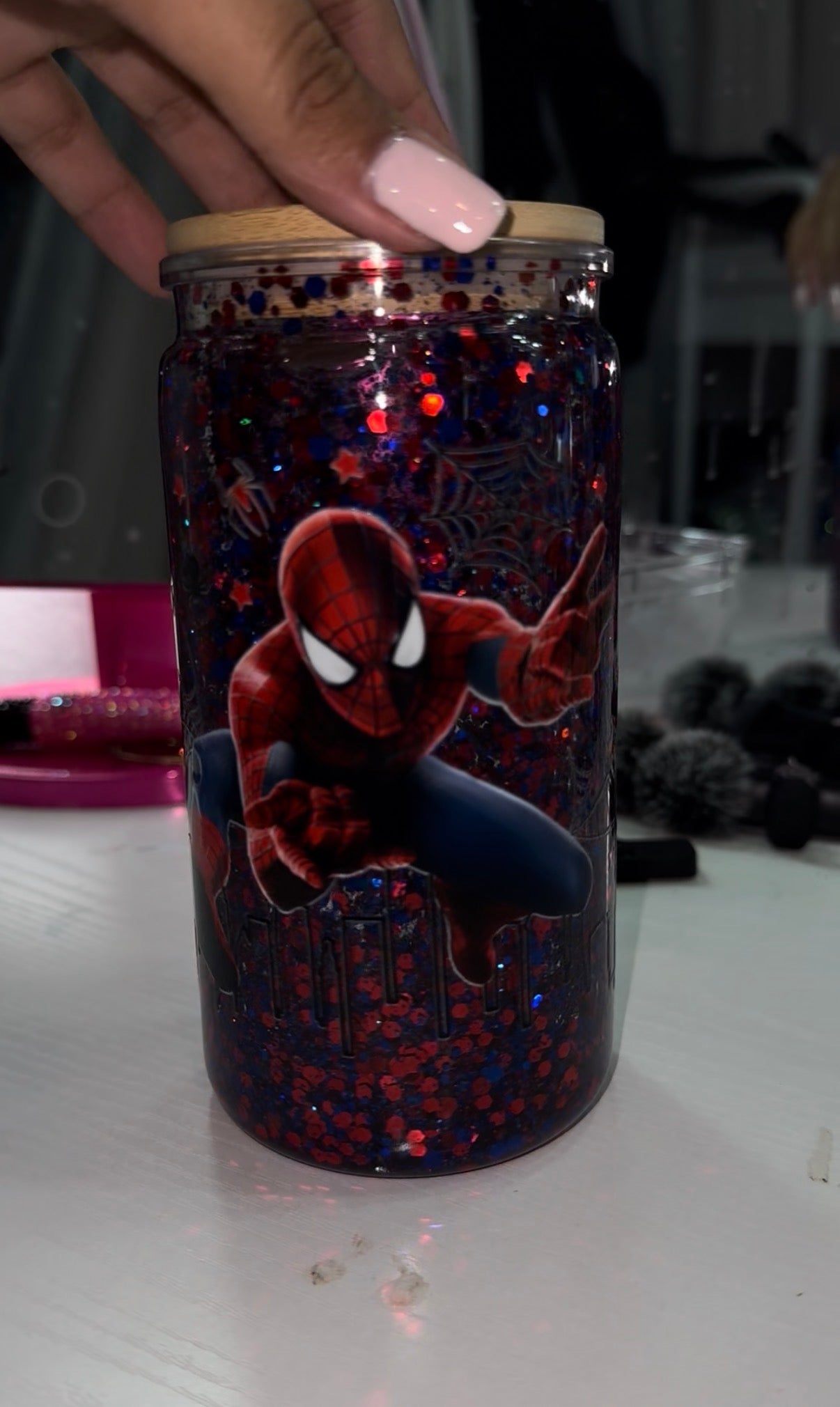 Snowglobe glitter tumbler ex.